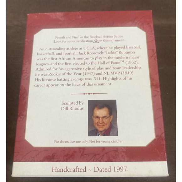 1997 Baseball Heroes Jackie Robinson  L.A. Dodgers Hallmark‎ Keepsake Ornament - Picture 5 of 6